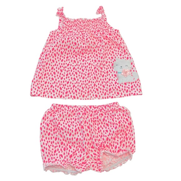 Carter's Other - Carter's Pink & White Kids Set with Cat Design | Baby Girl 24 Months